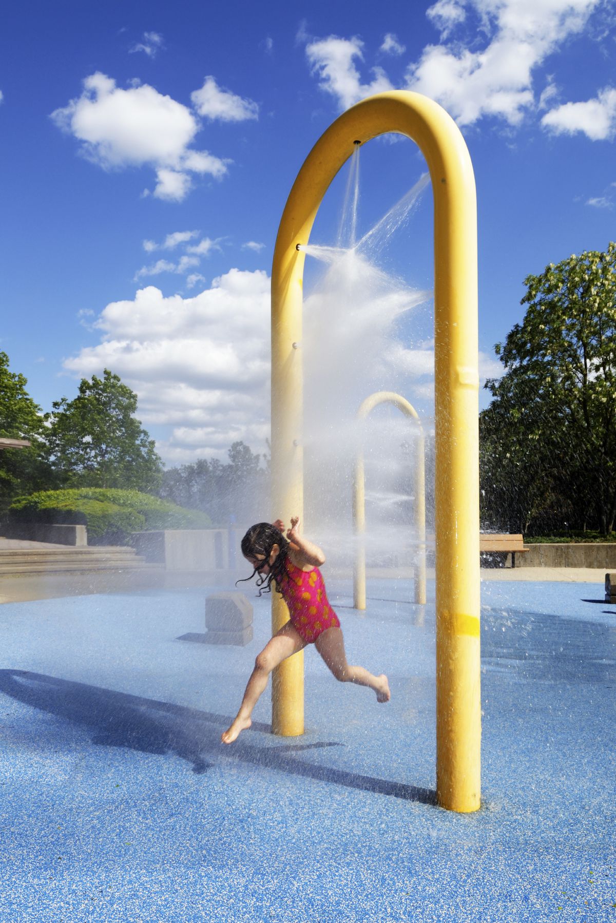 Wet-pour EPDM flooring for water parks and poolside areas