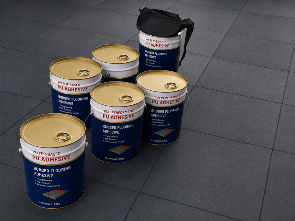 Rubber flooring full adhesive bonding method