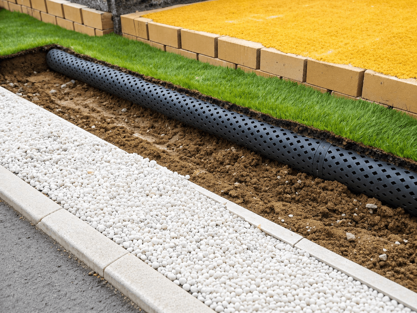 Base and drainage preparation for artificial turf system