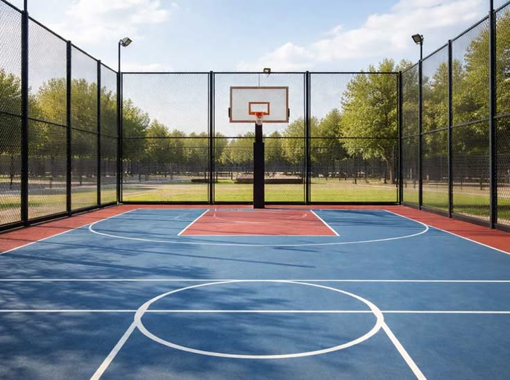 Basketball court flooring with rubber sports surface