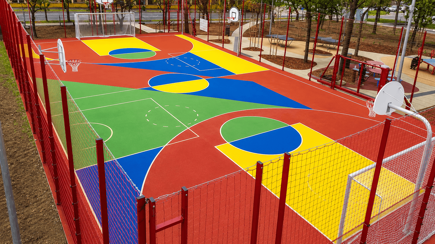 Sports court layout and color planning