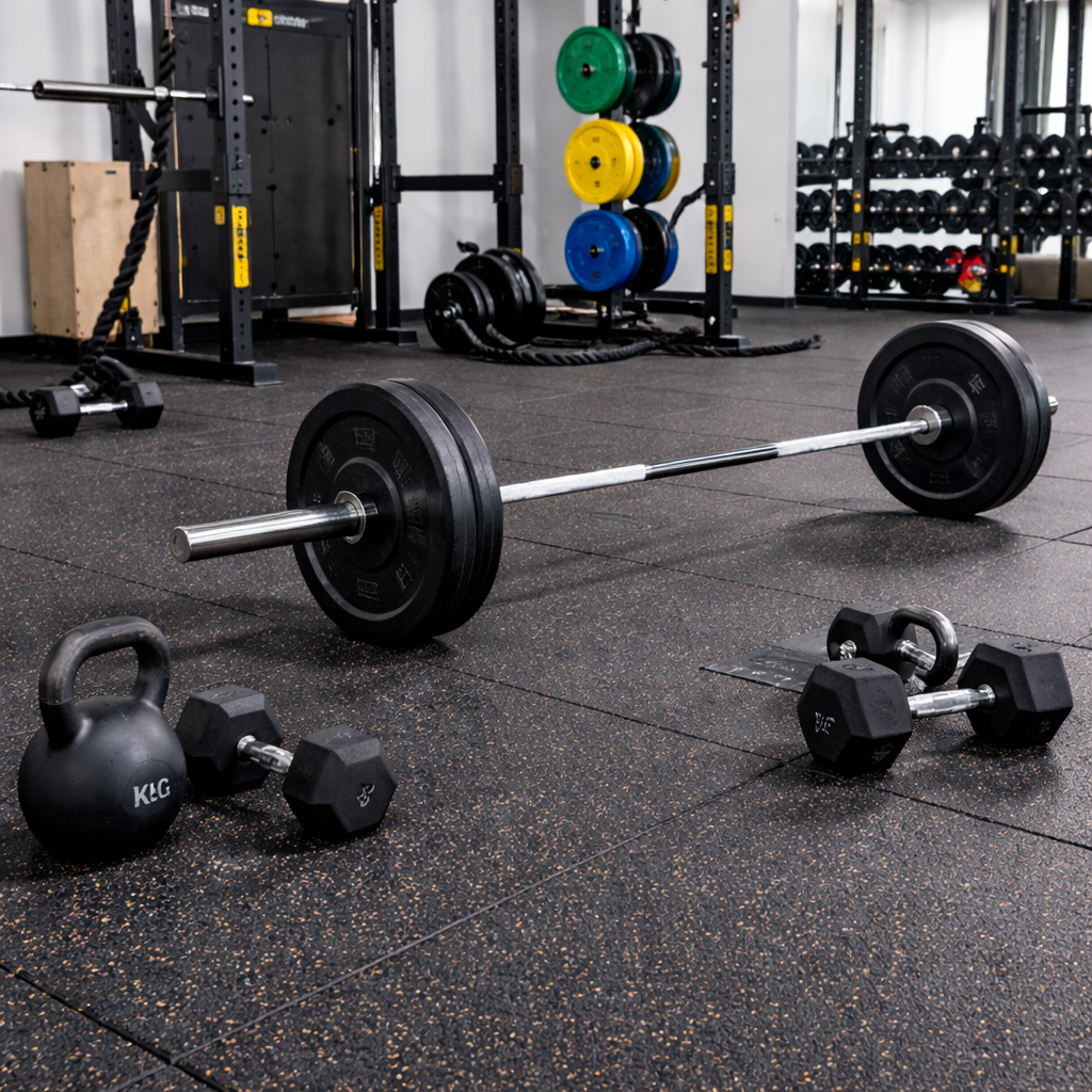 Rubflo rubber flooring for gym free weight and heavy impact areas