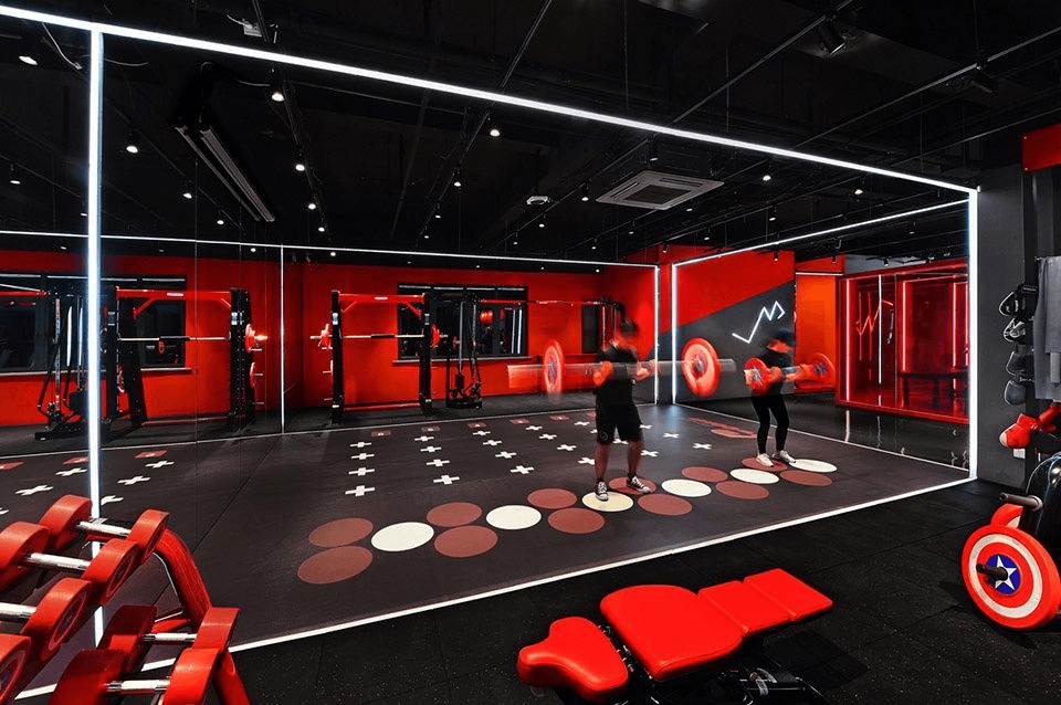 Custom gym flooring colors logos and zoning design