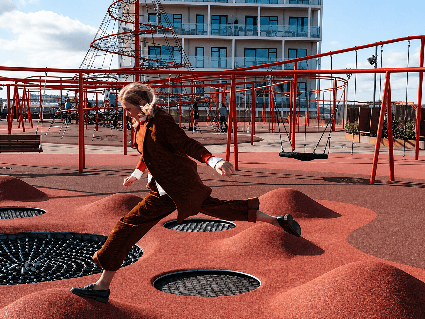 Rubflo playground flooring designed for impact attenuation beneath playground equipment