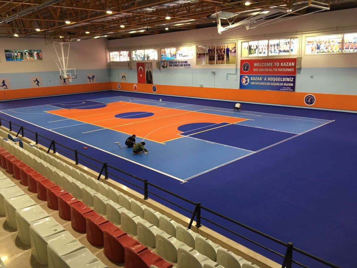 Anadolu Lisesi indoor Silicon PU sports court project in Turkey
