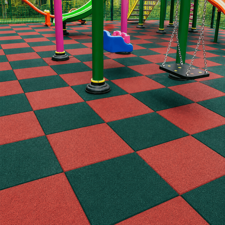 Rubber mats in playground system solutions