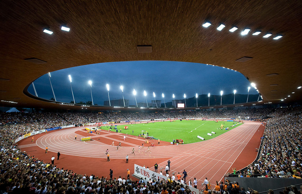 Letzigrund Stadium full polyurethane running track project in Zurich Switzerland