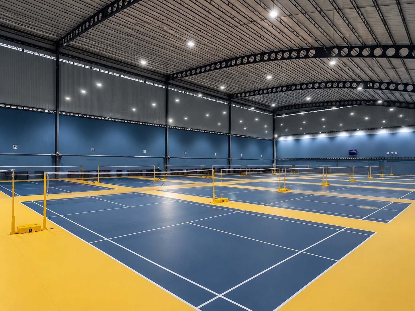 Silicon PU basketball court with resilient sports flooring