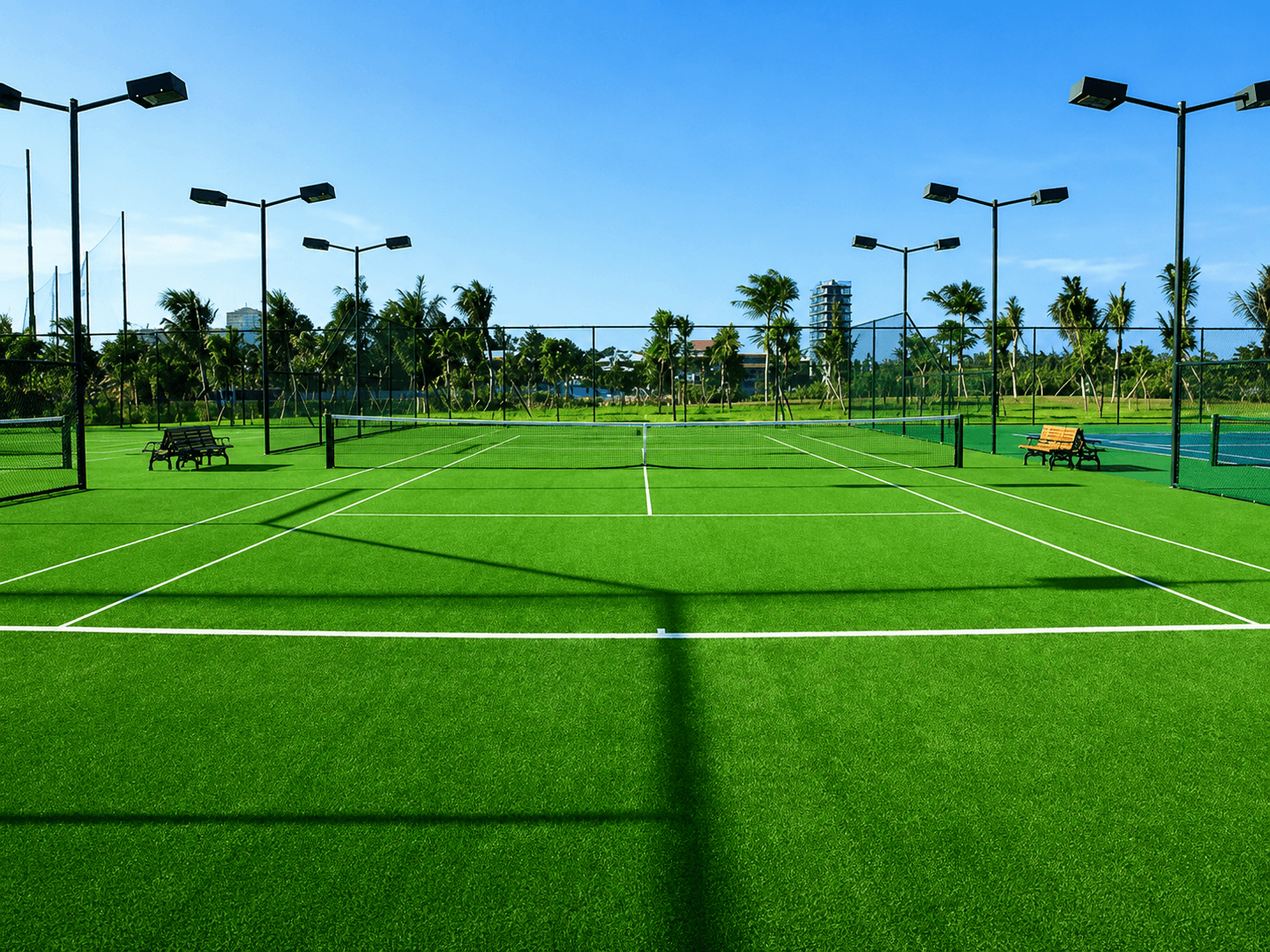Artificial turf for sports courts and sports facilities