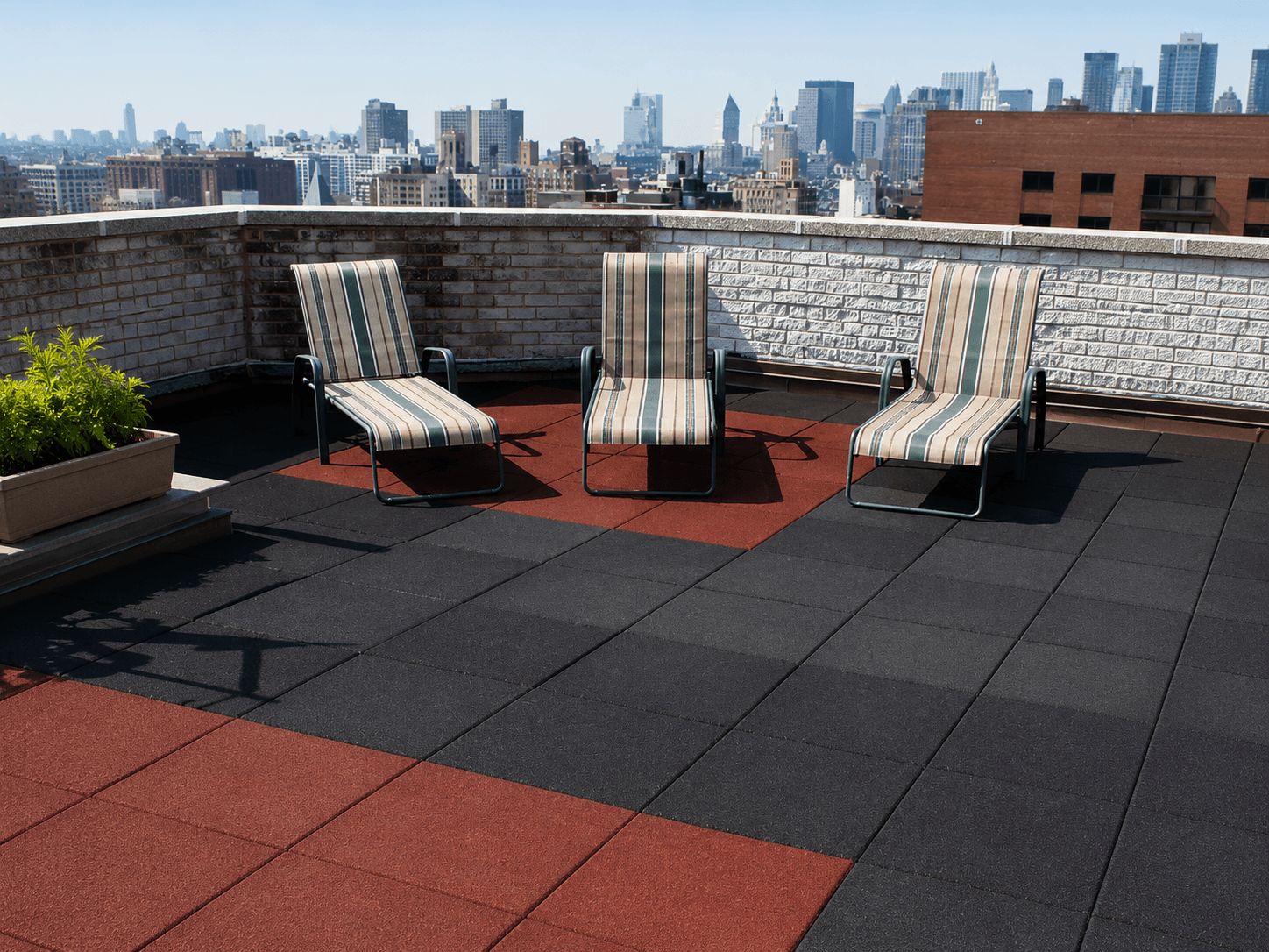 Rubber tile flooring for walkways and recreational areas