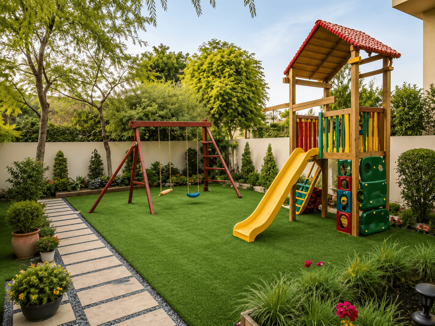 Artificial turf for playground areas