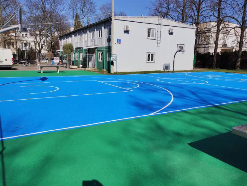 Blue and green Silicon PU basketball court flooring