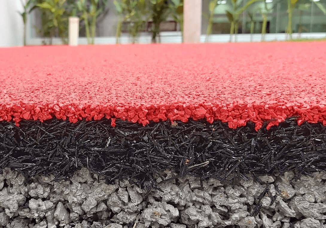 EPDM wearing layer and cushioning base layer