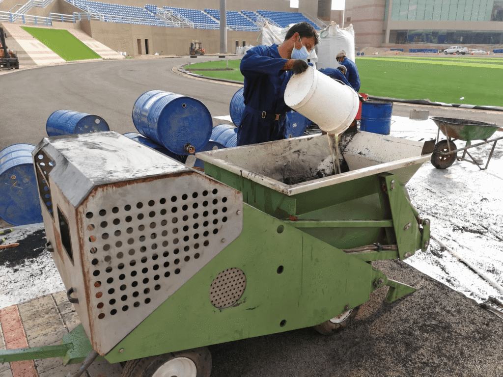 Mixing Rubber Granules with PU Binder